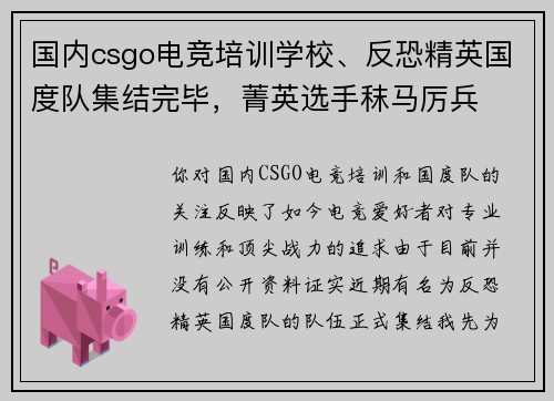 国内csgo电竞培训学校、反恐精英国度队集结完毕，菁英选手秣马厉兵